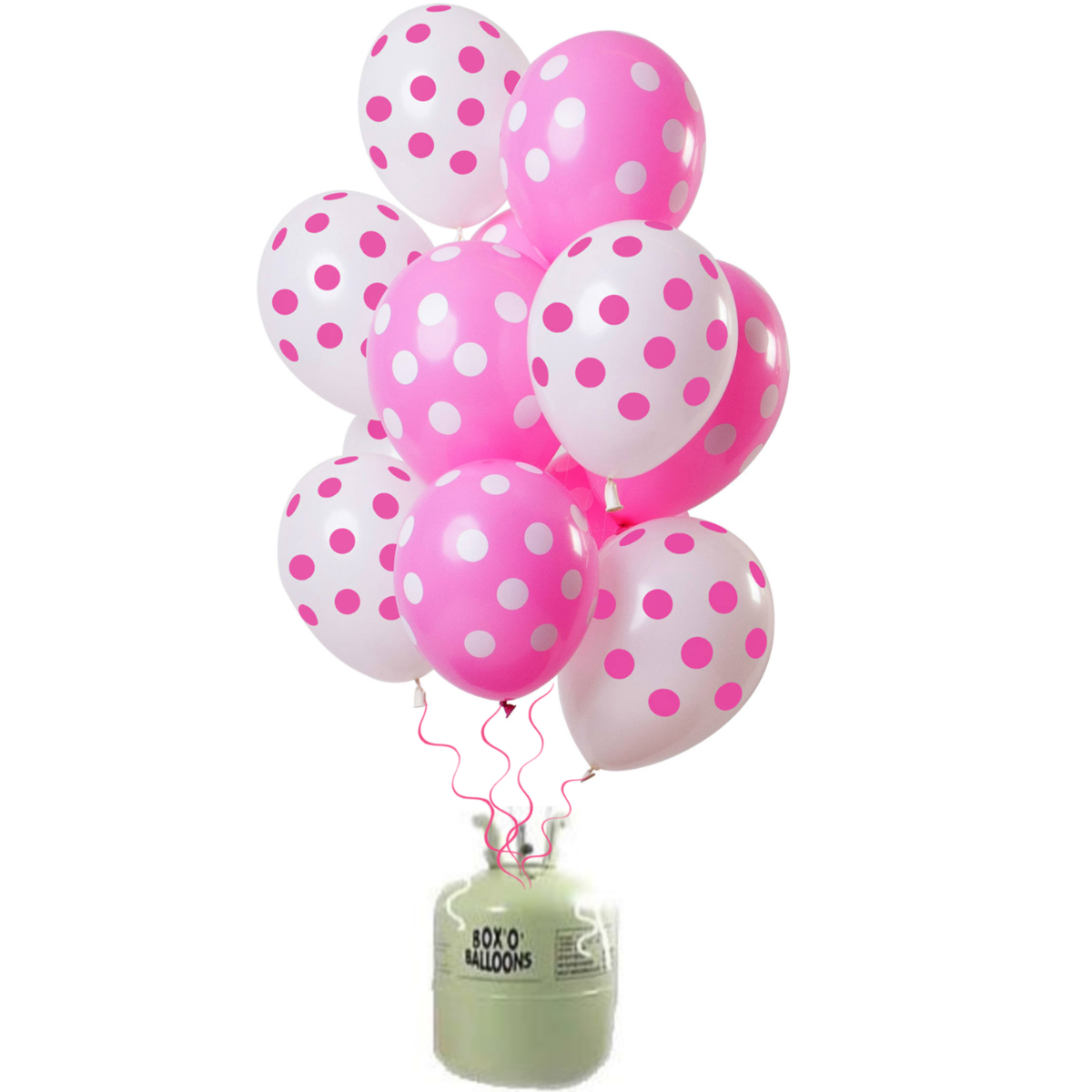 Helium Tank met Roze Stippen Mix Ballonnen - 12stk afbeelding