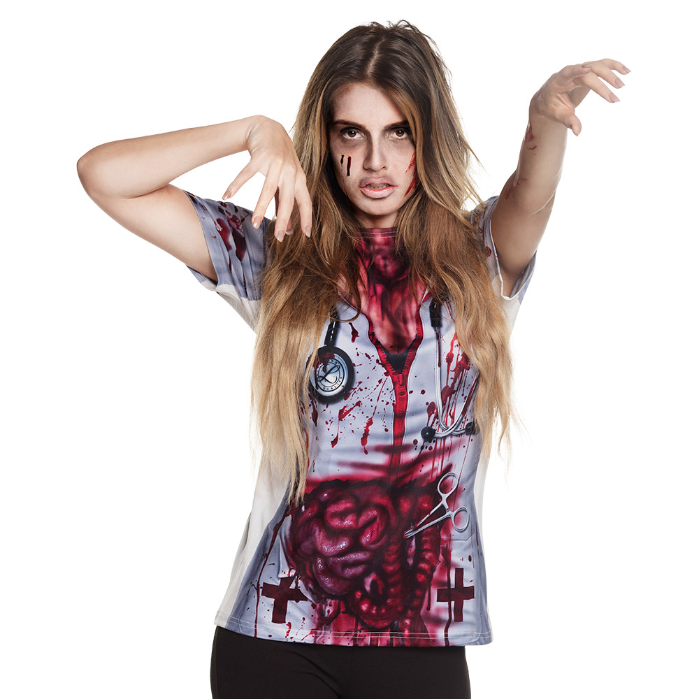 Fotorealistisch Shirt Horror Nurse - M/L afbeelding