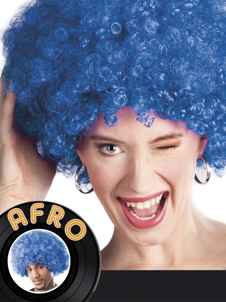 Blauwe Afro Pruik