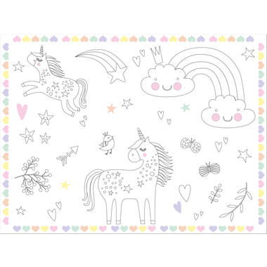 Coloring Placemats Unicorns&Rainbows - 6stk afbeelding