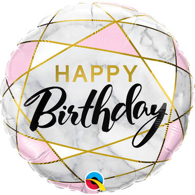 Folieballon Happy Birthday Marmer - 45cm afbeelding