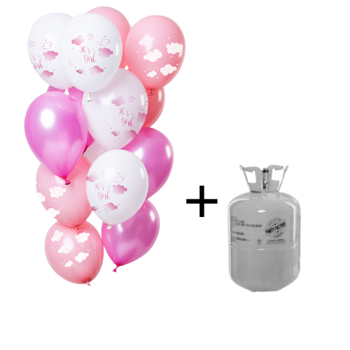Helium Tank met It's a Girl Ballonnen - 24stk afbeelding