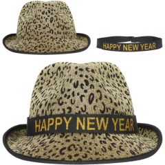 Trilby Hoed Happy New Year - panter