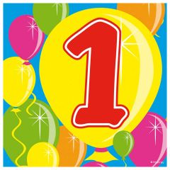 1 Jaar Servetten Balloons 25x25cm - 20 stuks