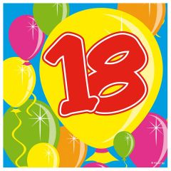 18 Jaar Servetten Balloons 25x25cm - 20 stuks