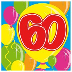 60 Jaar Servetten Balloons - 20 servetten