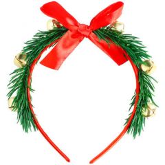 Tiara Kerst met Belletjes en Strikjes - rood/groen
