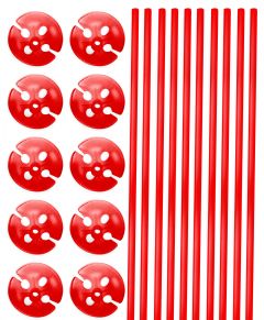 Rode Ballonstokjes met Houders - 10 stuks 