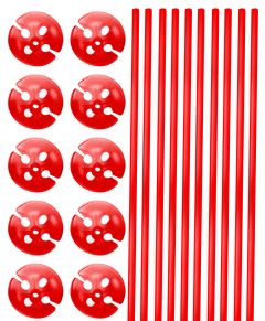 Rode Ballonstokjes met Houders - 10 stuks 