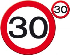 30 Jaar Verkeersbord Placemat en Onderzetter Set - 4x