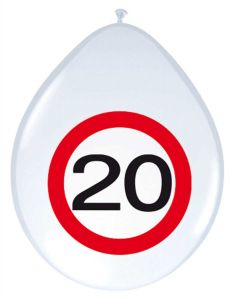 20 Jaar Verkeersbord Ballonnen - 8 stuks