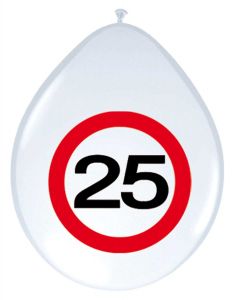 25 Jaar Verkeersbord Ballonnen - 8 stuks