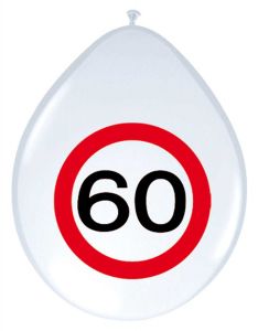 60 Jaar Verkeersbord Ballonnen - 8 stuks