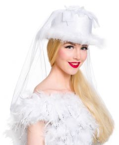 Witte bruidshoed met sluier (- Compleet)