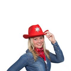 Rode Cowboy Hoed met LED