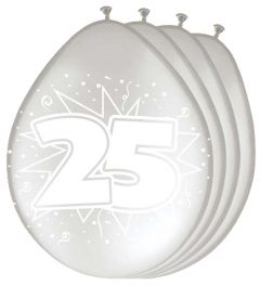 25 Jaar Zilveren Ballonnen - 8 stuks