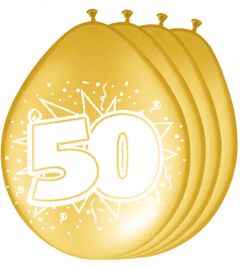 50 Jaar Gouden Ballonnen - 8 stuks