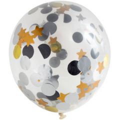 Ballonnen met Stippen & Sterren Confetti - 4stk