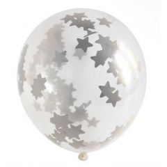 Ballonnen met Zilveren Sterren Confetti met Tassel Slinger- 3stk