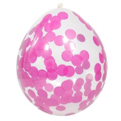 Ballonnen met Roze Confetti 30cm - 4 stuks