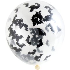 Ballonnen met Vleermuis Confetti - 4 stk