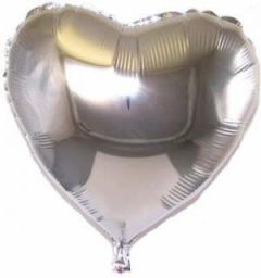 Folieballon Hart Zilver - 1,10,50stk
