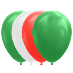 Ballonnen groen/rood/wit - 10stk