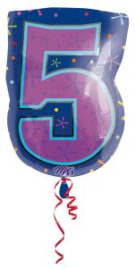 Cijfer 5 Folieballon Blauw/Paars 56cm