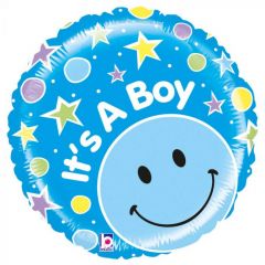 Folieballon It's a Boy Emoticon - 53cm