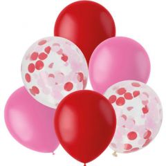 Ballonnen Mix Roze/Rood - 6stk