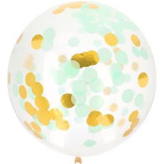 XL Confetti Ballon Goud/Mint