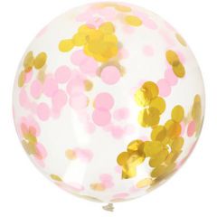 XL Confetti Ballon Goud/Roze