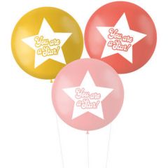 Ballonnen XL You are a Star  Roze/Rood - 3stk