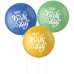 Ballonnen XL Happy Birthday Blauw/Groen - 3stk