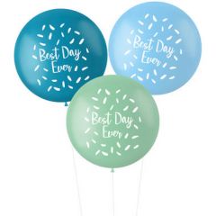 Ballonnen Pastel XL Best Day Ever Blauw - 3stk