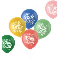 Ballonnen Retro Happy Birthday - 6stk
