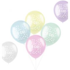 Ballonnen Happy Birthday Pastel - 6stk