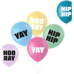 Ballonnen Hip Hip Hooray Yay Pastel - 6stk