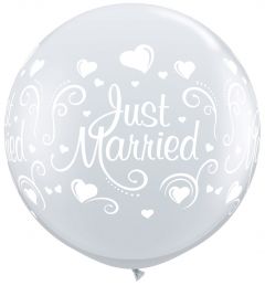 Just Married Ballon Diamond XL 90cm - 2 stuks