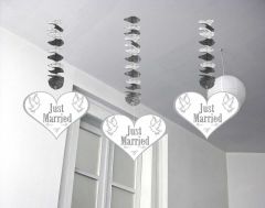 Hangdecoratie Just Married Harten