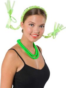 Tiara vlechtjes met led neon groen