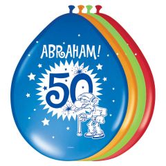 50 Jaar Abraham Knalfeest Ballonnen 30cm - 8 stuks