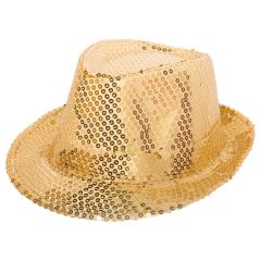 Gouden Trilby Hoed met Glitters