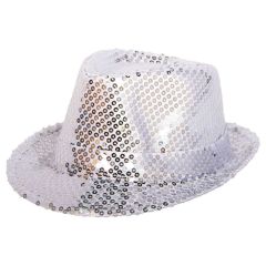Zilveren trilby hoed met glitters