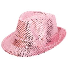 Roze trilby hoed met glitters