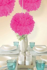 Pompom neon roze 30cm