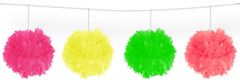 Meerkleurige Neon Pompom slinger - 3 meter