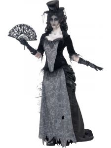 Zwarte weduwe geest kostuum dames 