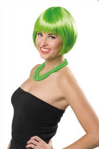 Bob pruik neon groen