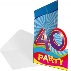 40 Jaar Uitnodigingen Swirls - 8 stuks